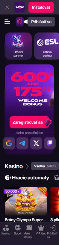 Reálny CHEXX mobilný alebo PWA pohľad so spôsobmi prístupu k platforme
